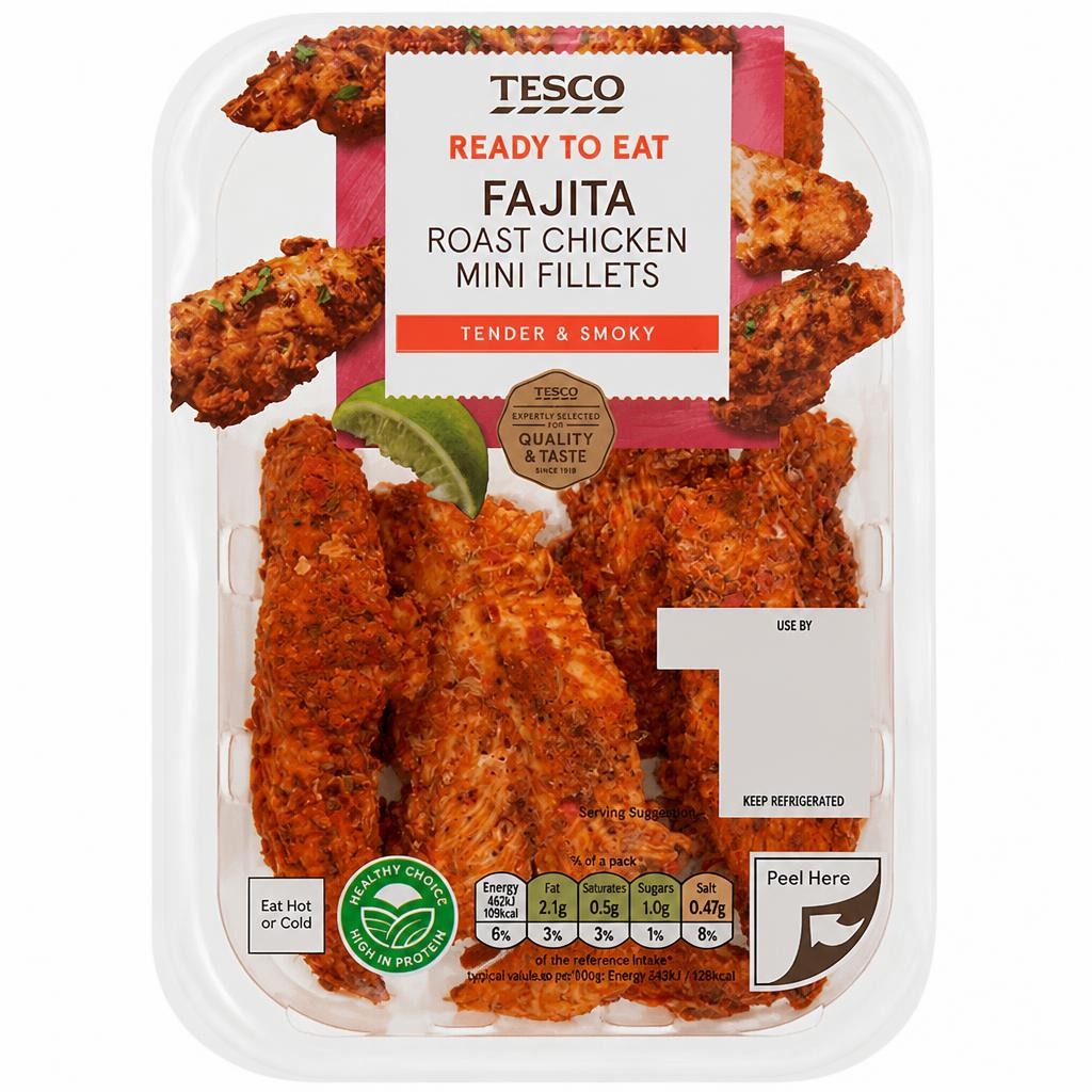 Tesco Fajita Cooked Chicken Breast Mini Fillets 170G
