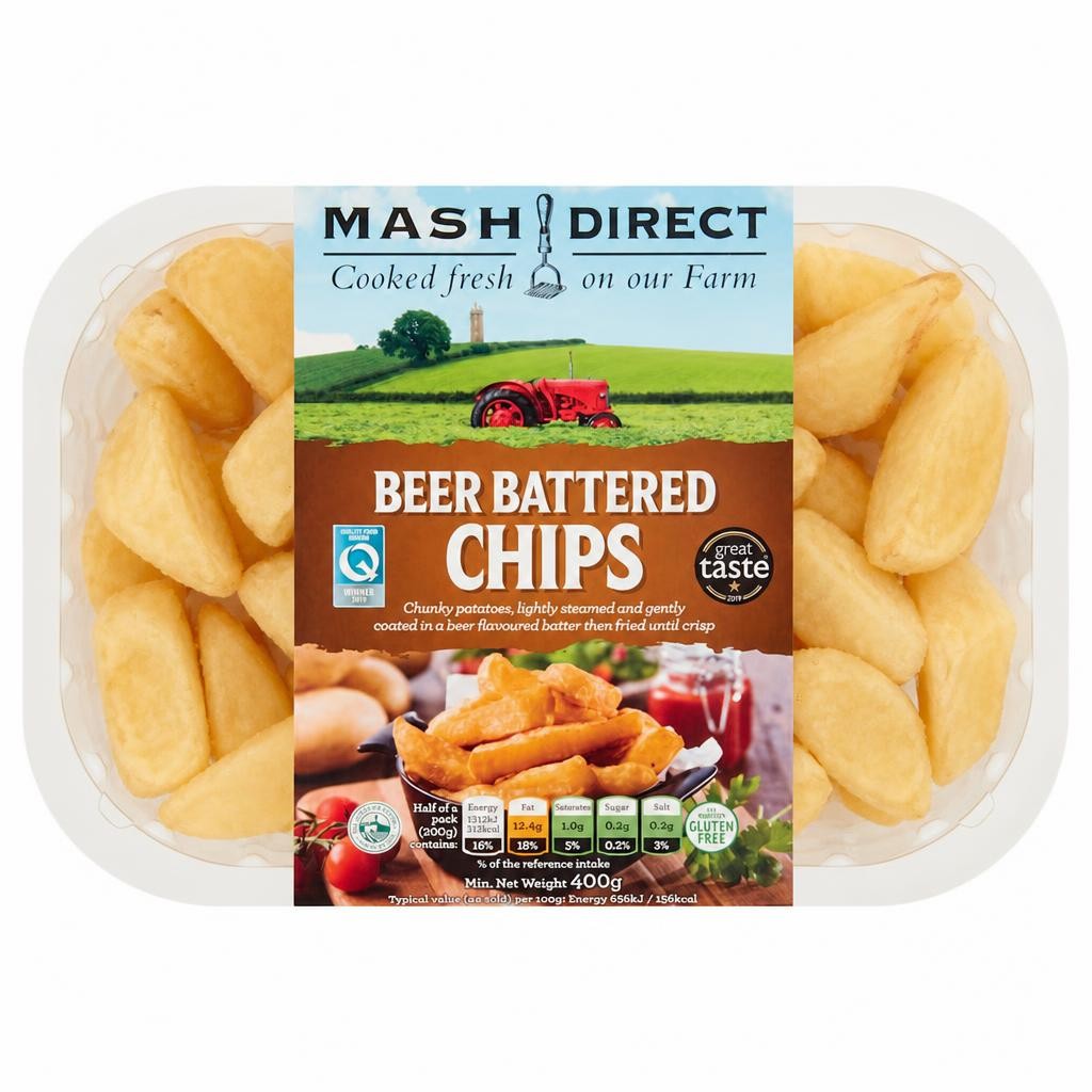 Mash Direct Beer Battered Chips 400G