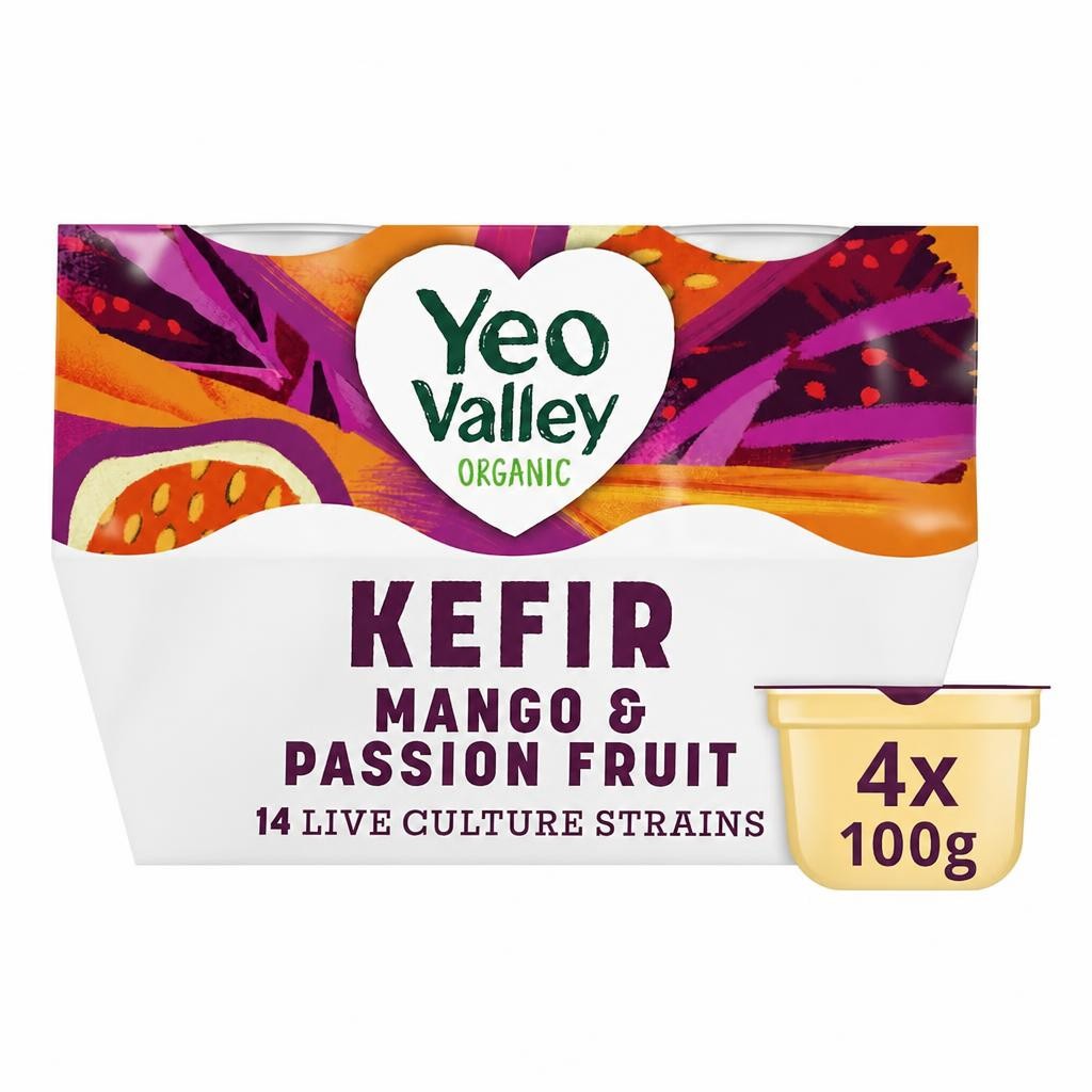 Yeo Valley Organic Kefir - Mango & Passion Fruit 4 x 100g