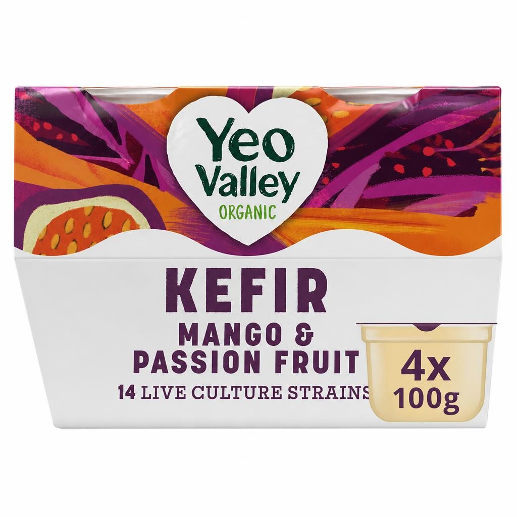 Yeo Valley Organic Kefir - Mango & Passion Fruit 4 x 100g