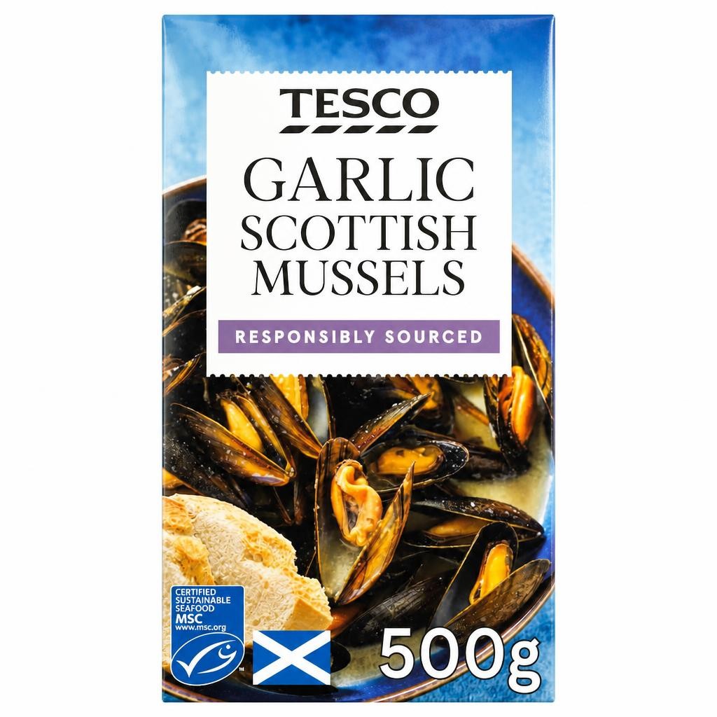 Tesco Garlic Scottish Mussels 500G