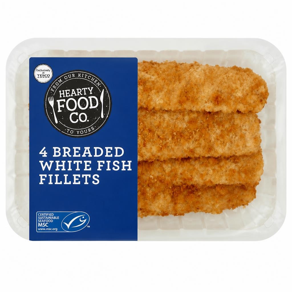 Hearty Food Co. 4 Breaded Fish Fillets 600G