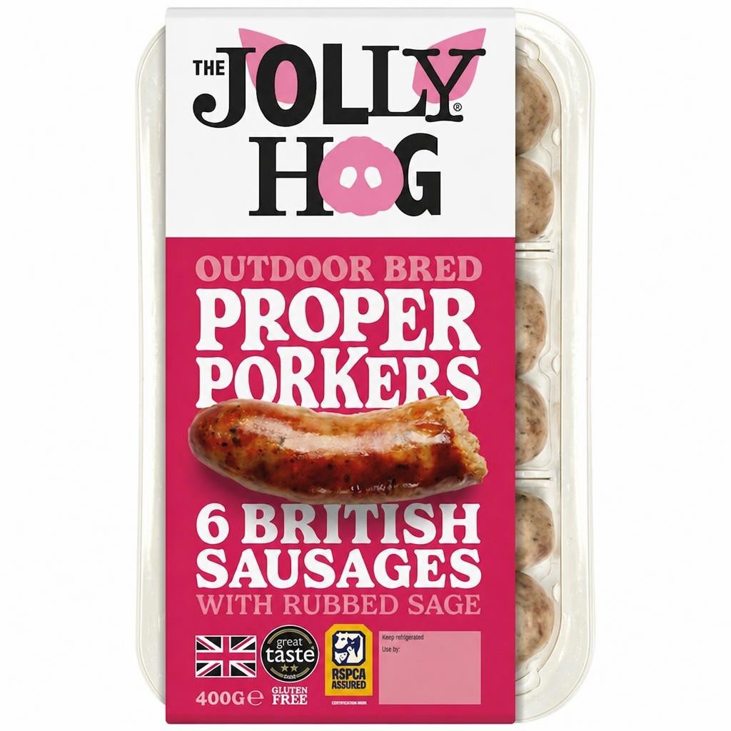 Jolly Hog 6 British Pork Sausages Gluten Free 400G