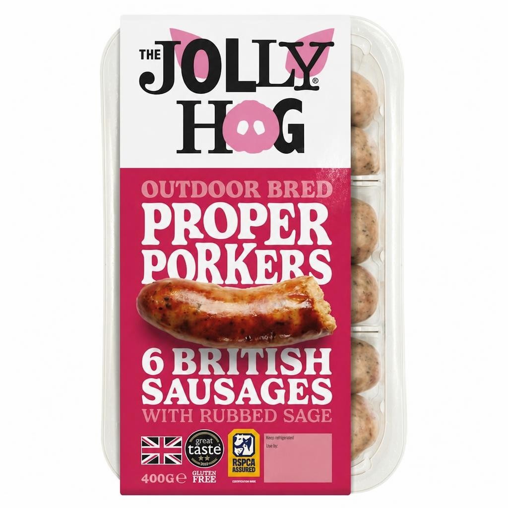 Jolly Hog 6 British Pork Sausages Gluten Free 400G