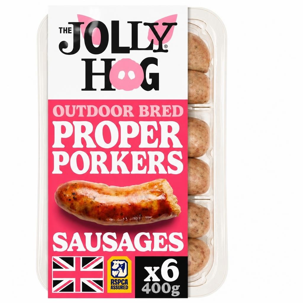 The Jolly Hog 6 Proper Porker Sausages with Rubbed Sage 400g | British & Outdoor Bred