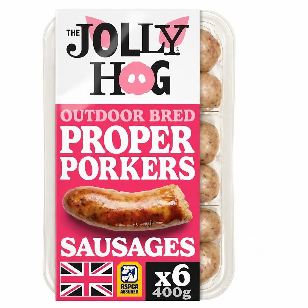 The Jolly Hog 6 Proper Porker Sausages with Rubbed Sage 400g | British & Outdoor Bred