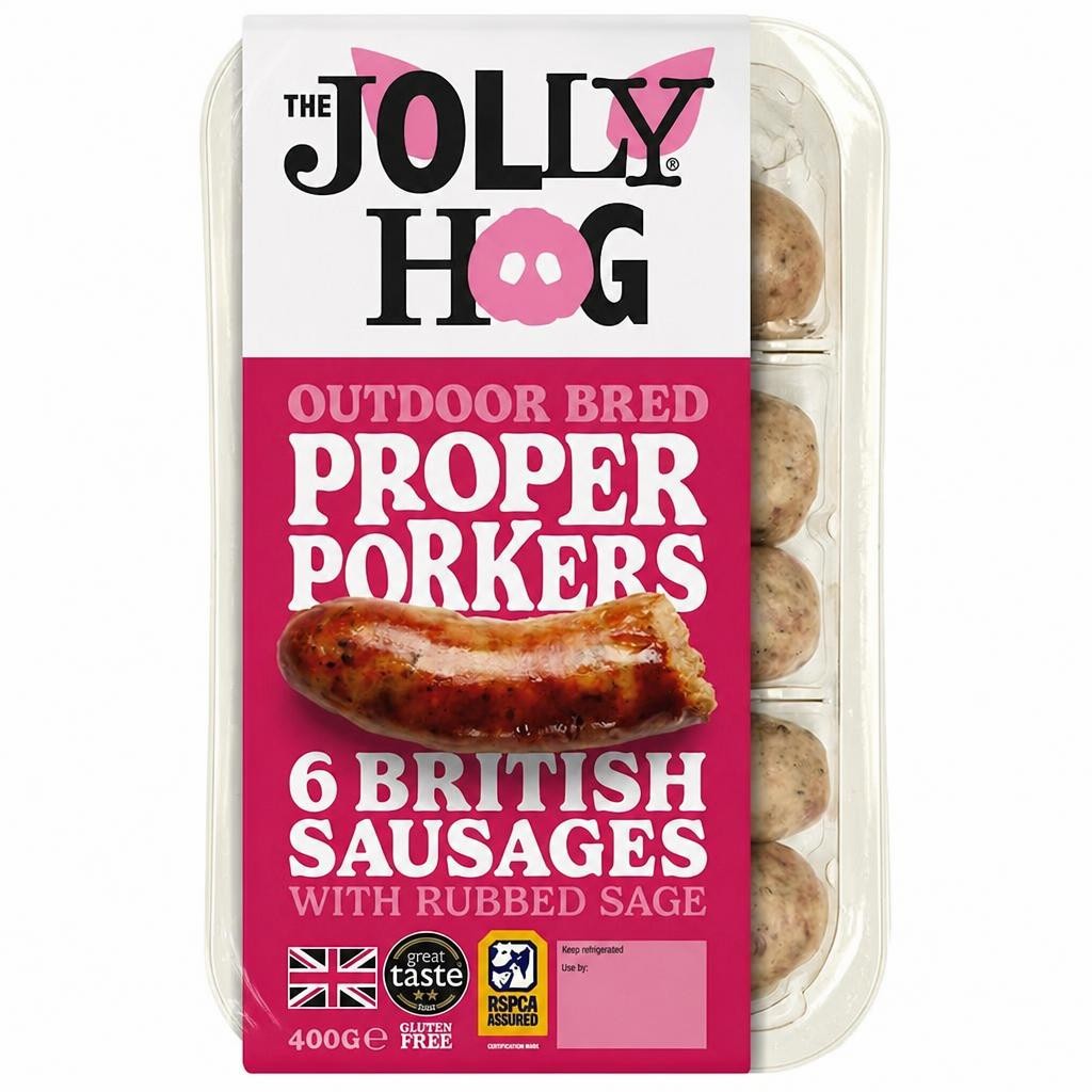 Jolly Hog 6 British Pork Sausages Gluten Free 400G