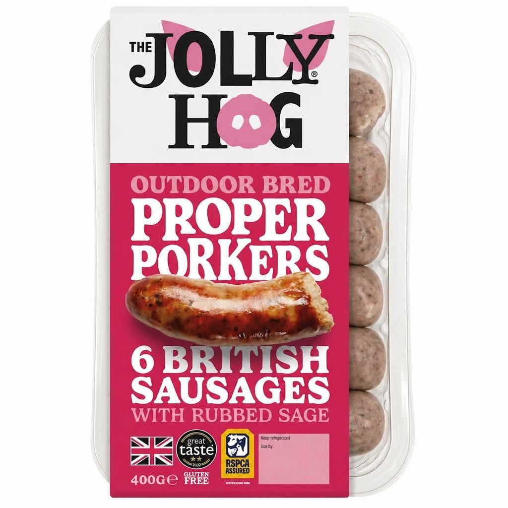 Jolly Hog 6 British Pork Sausages Gluten Free 400G