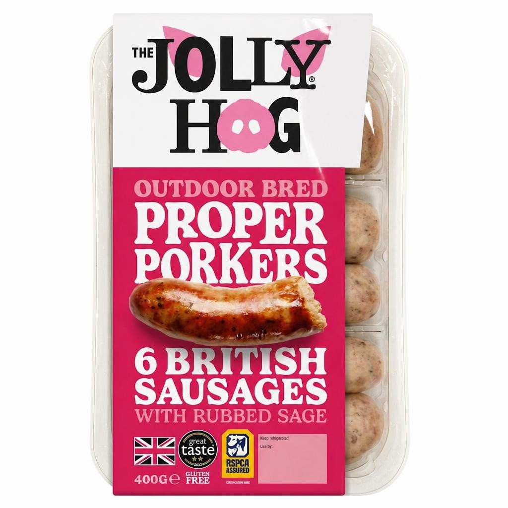 Jolly Hog 6 British Pork Sausages Gluten Free 400G