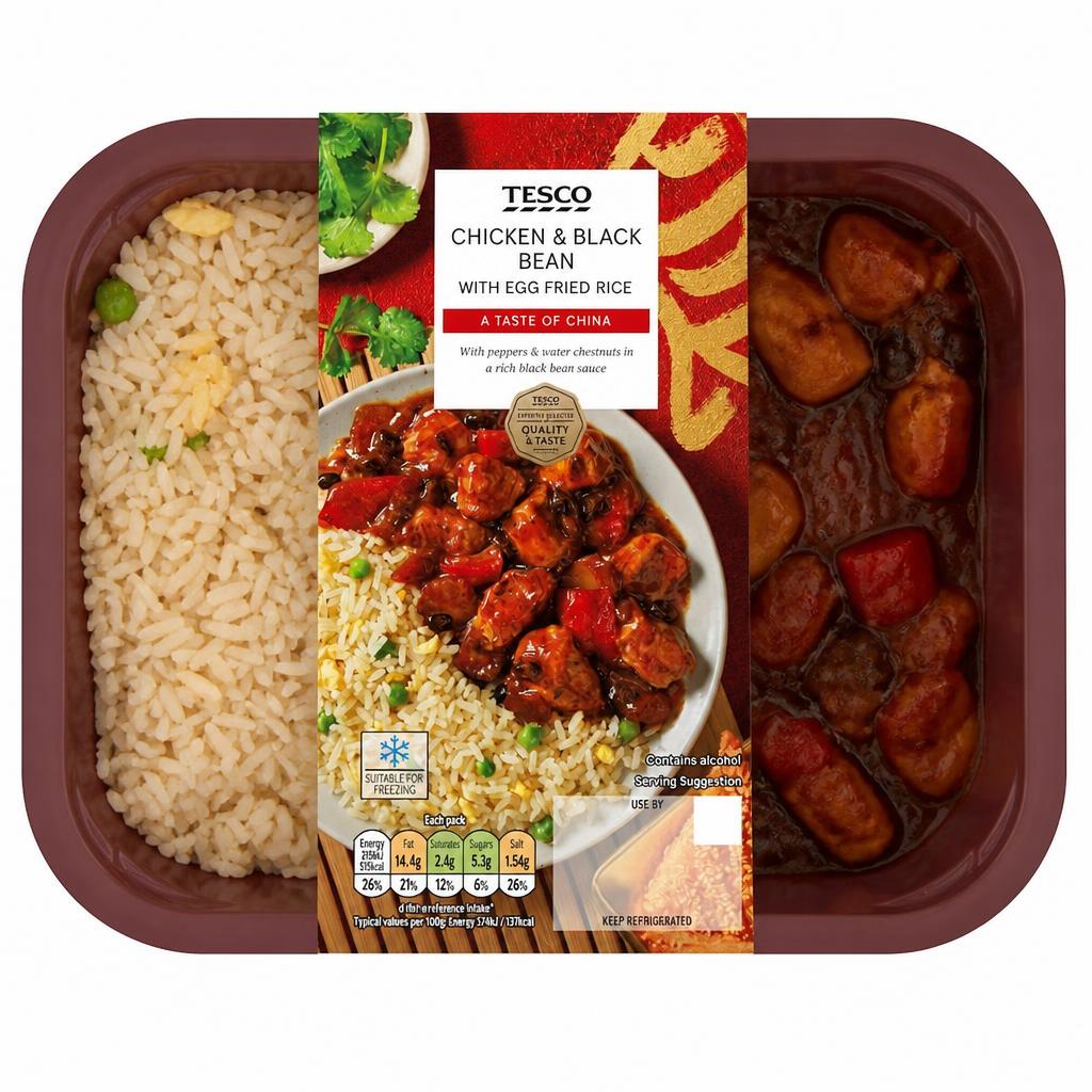 Tesco Chicken & Black Bean With Egg Fried Rice 400G