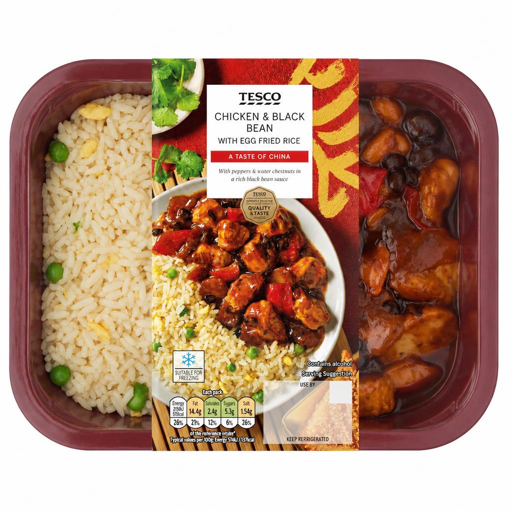 Tesco Chicken & Black Bean With Egg Fried Rice 400G