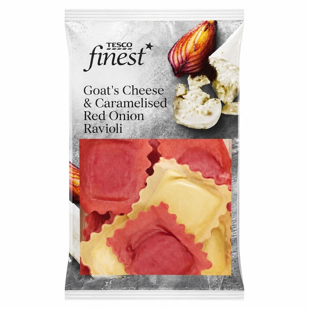 Tesco Finest Goat Cheese & Caramelised Red Onion Ravioli 250G