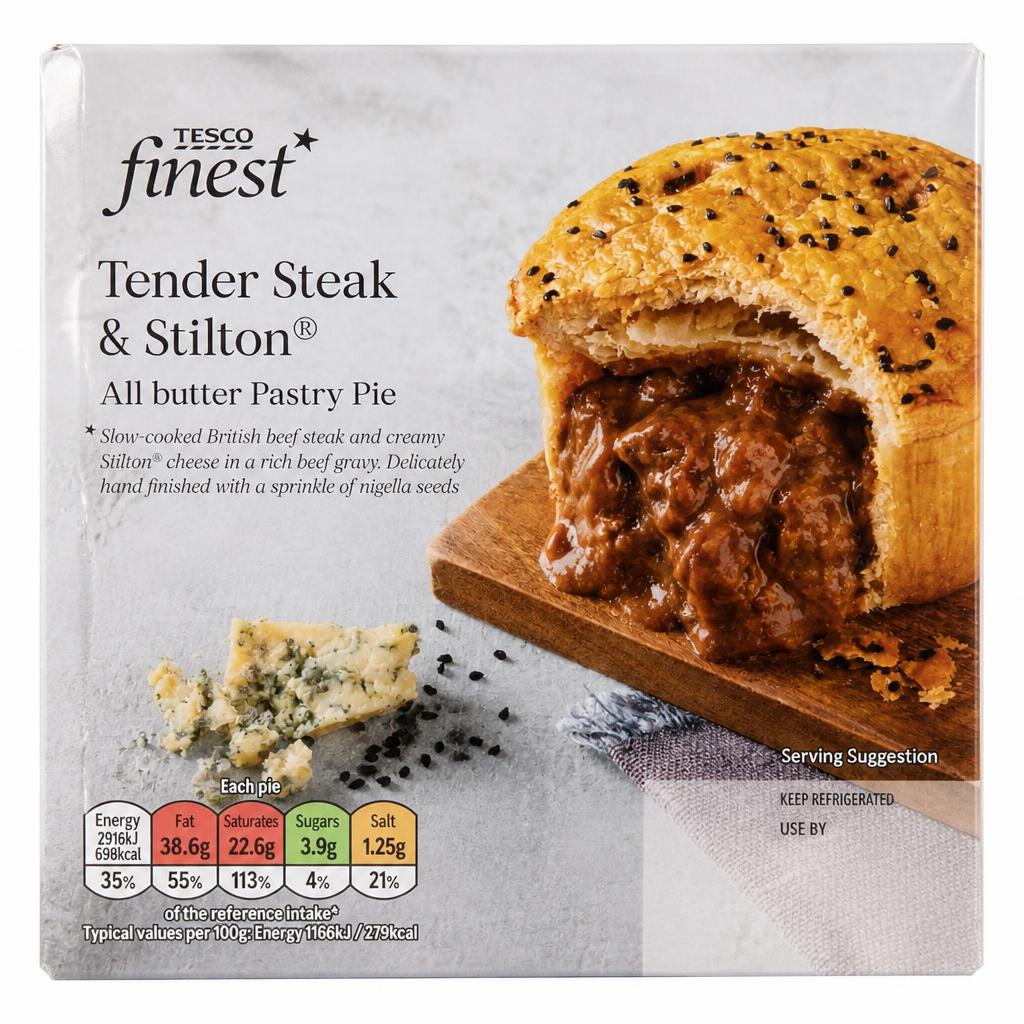 Tesco Finest Steak & Stilton Pie 250G