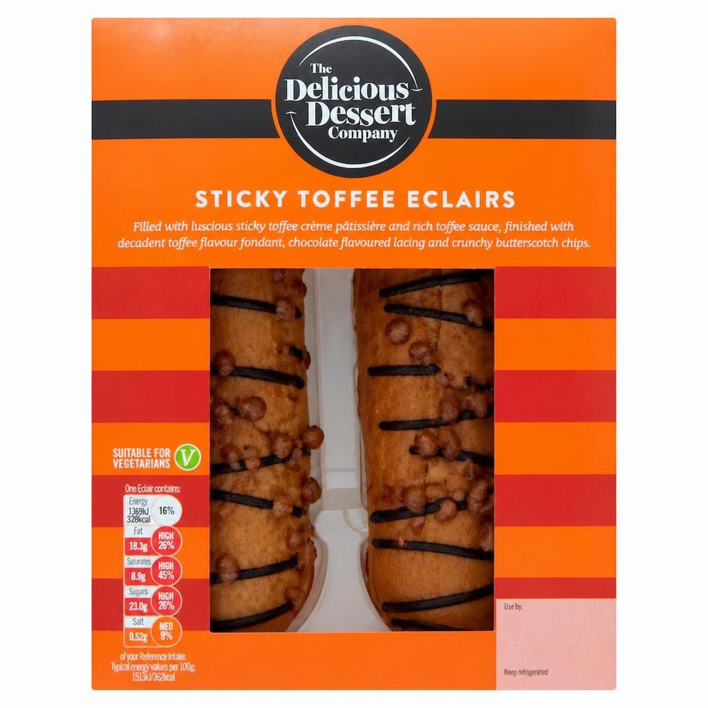 The Delicious Dessert Company Sticky Toffee Eclairs 2 Pack