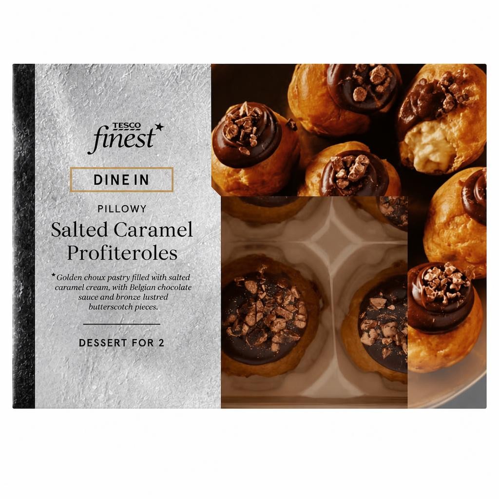 Tesco Finest Dine In Salted Caramel Profiteroles 6pk