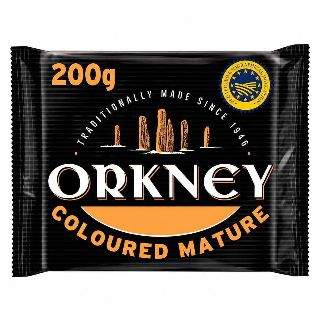 Orkney Coloured0 Mature Scottish Island Cheddar Cheese 200g