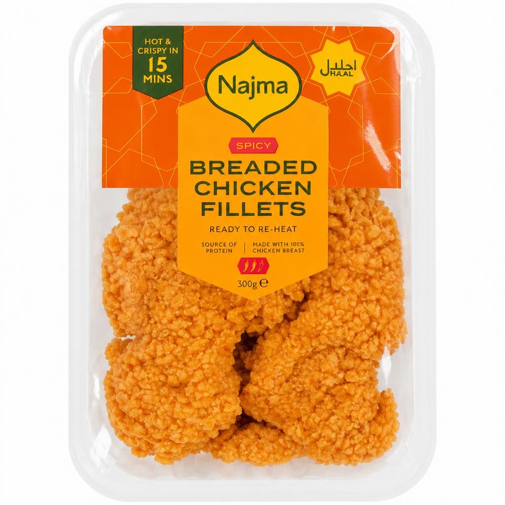 Najma Halal Spicy Breaded Chicken Fillets 300G