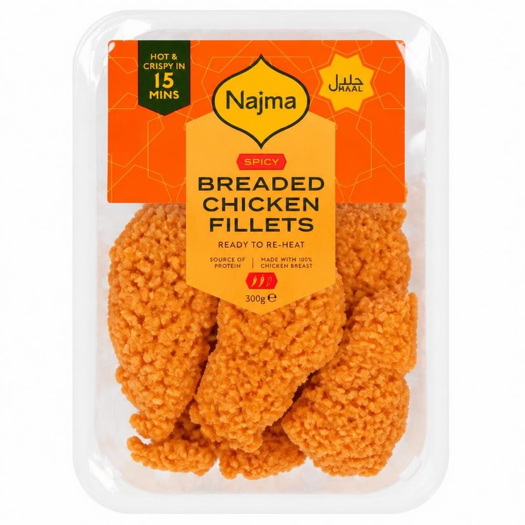 Najma Halal Spicy Breaded Chicken Fillets 300G