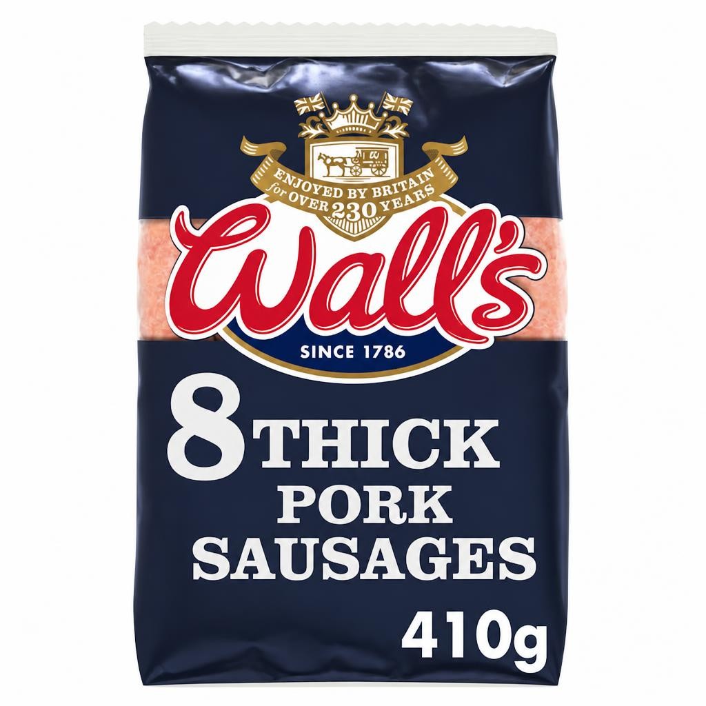 Walls 8 Thick Pork Sausages 410G