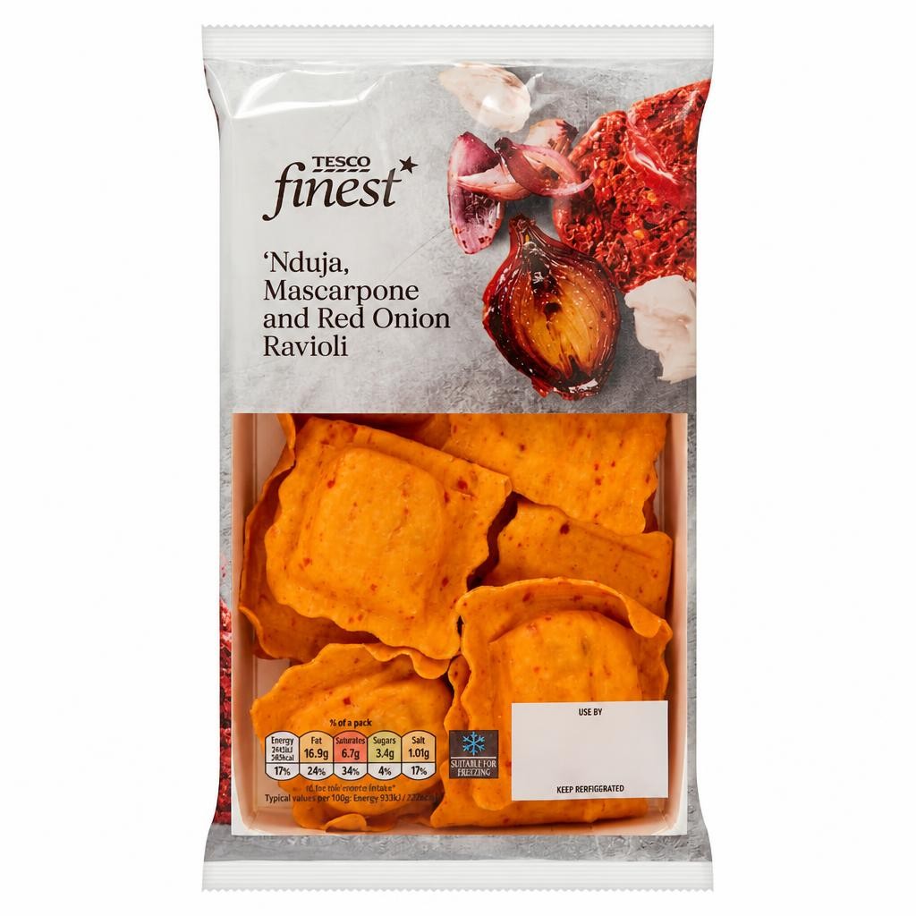 Tesco Finest Nduja, Mascarpone, Red Onion Ravioli 250G