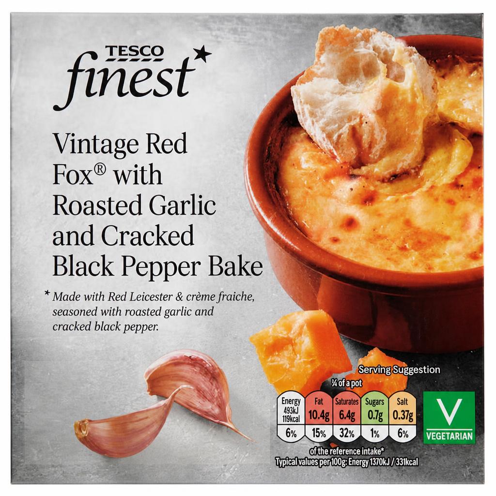 Tesco Finest Red Leicester Bite With Garlic & Black Pepper 150G