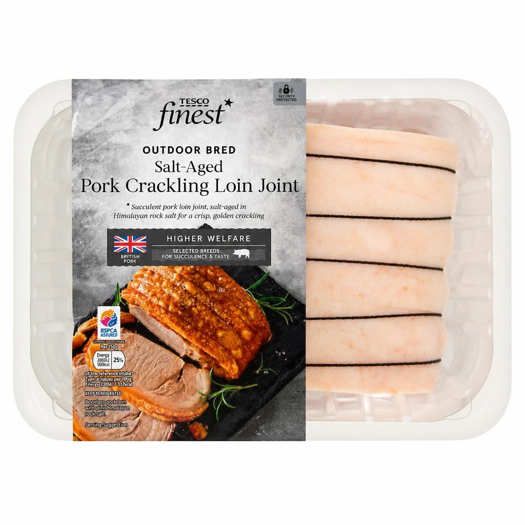 Tesco Finest Salt-Aged Pork Crackling Loin Joint