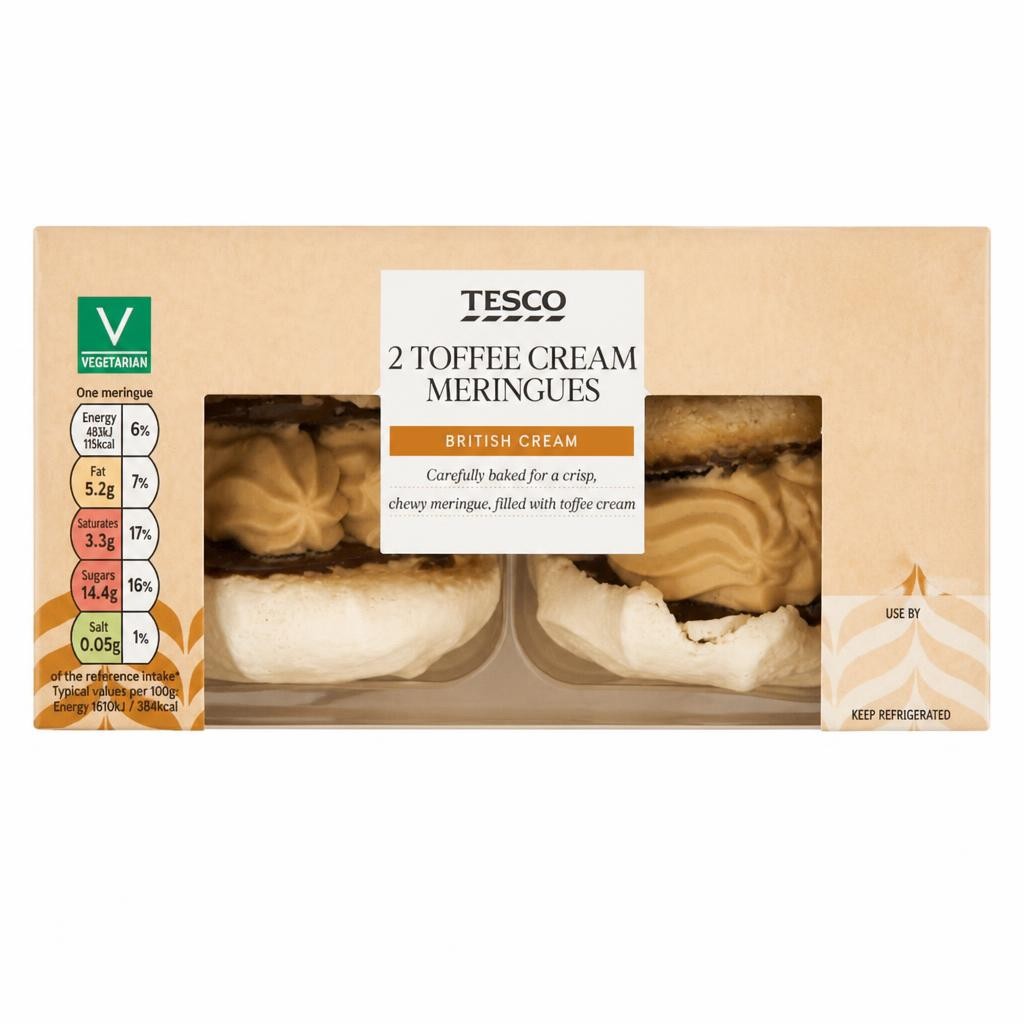Tesco Fresh Toffee Cream Meringues 2 Pack 60g