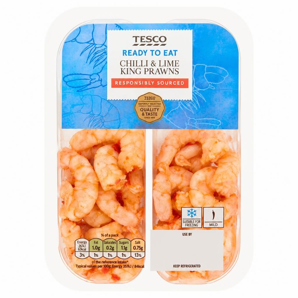 Tesco Chilli & Lime King Prawns 150G