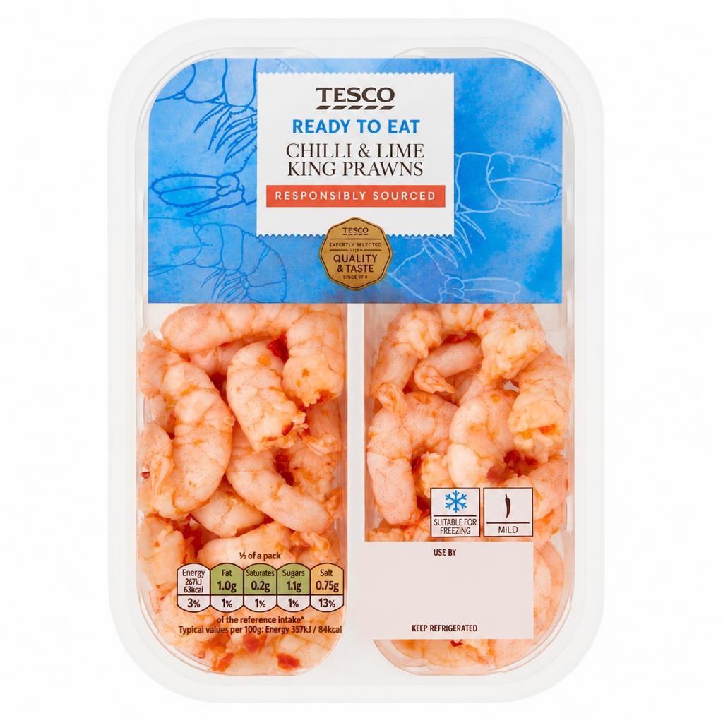 Tesco Chilli & Lime King Prawns 150G
