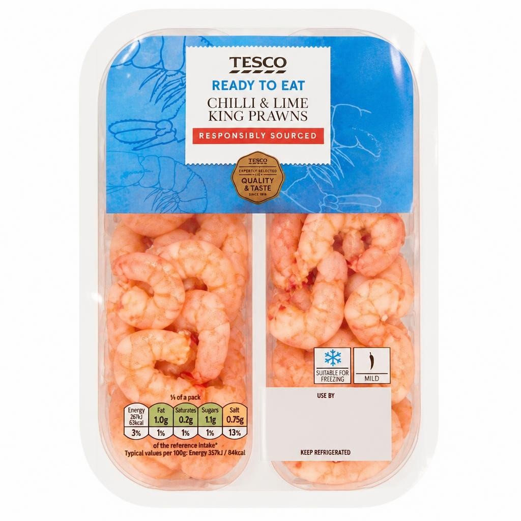 Tesco Chilli & Lime King Prawns 150G