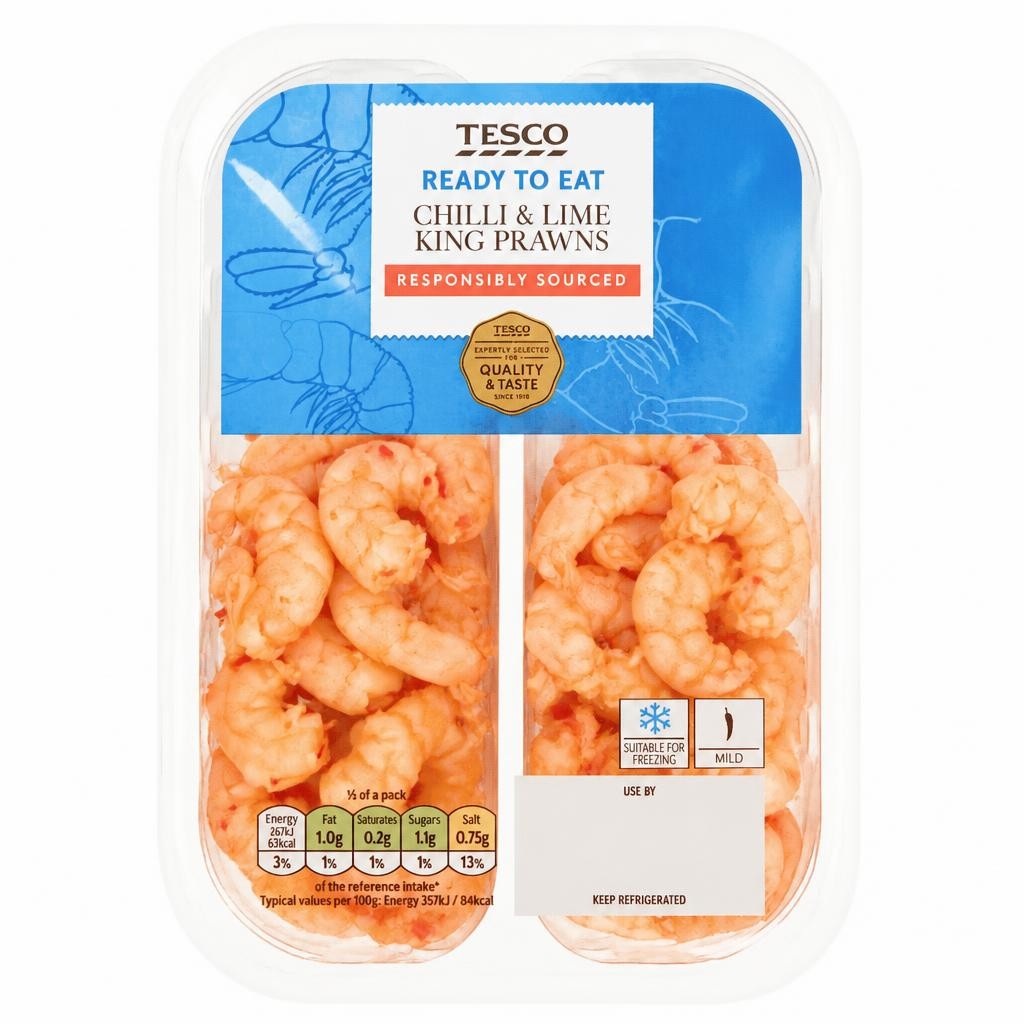 Tesco Chilli & Lime King Prawns 150G
