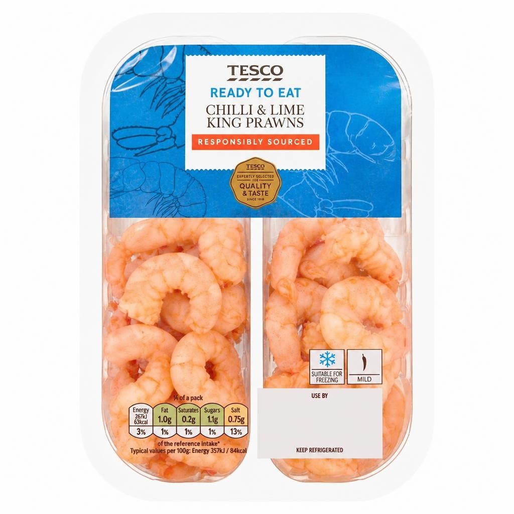Tesco Chilli & Lime King Prawns 150G