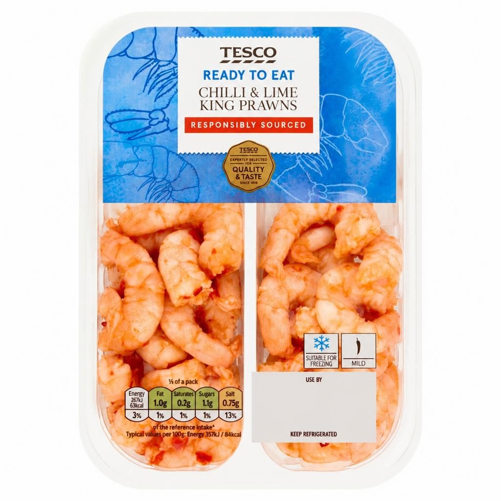 Tesco Chilli & Lime King Prawns 150G