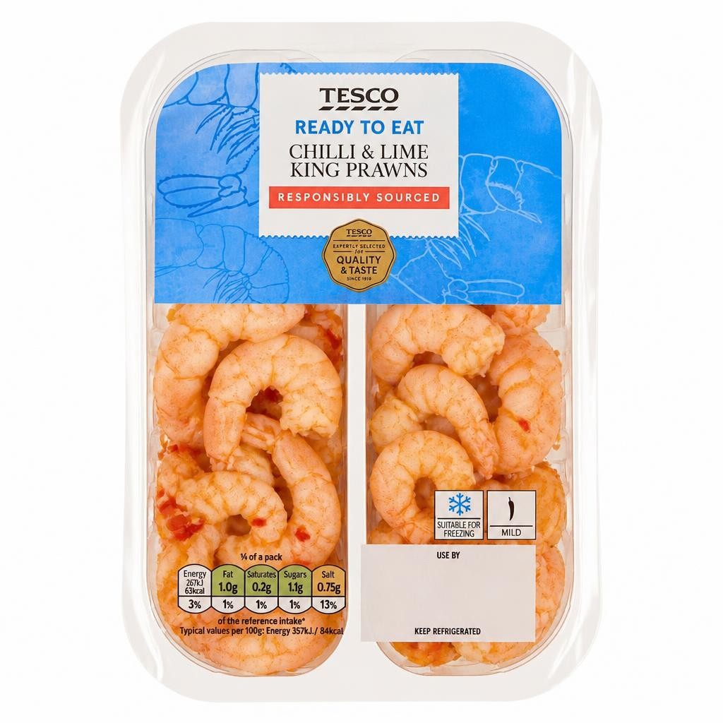 Tesco Chilli & Lime King Prawns 150G