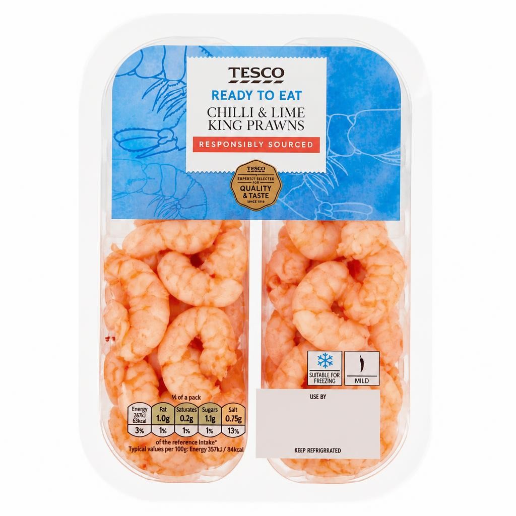 Tesco Chilli & Lime King Prawns 150G