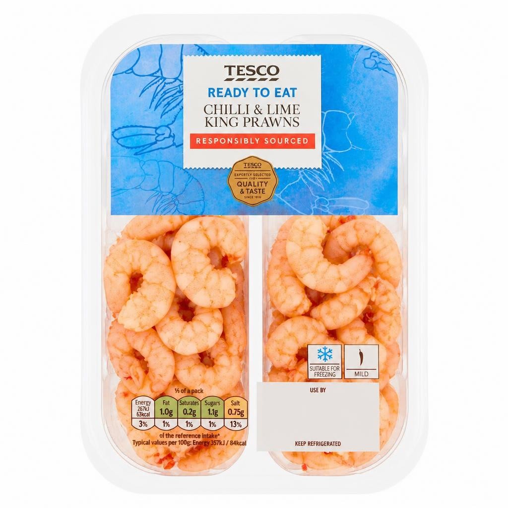 Tesco Chilli & Lime King Prawns 150G