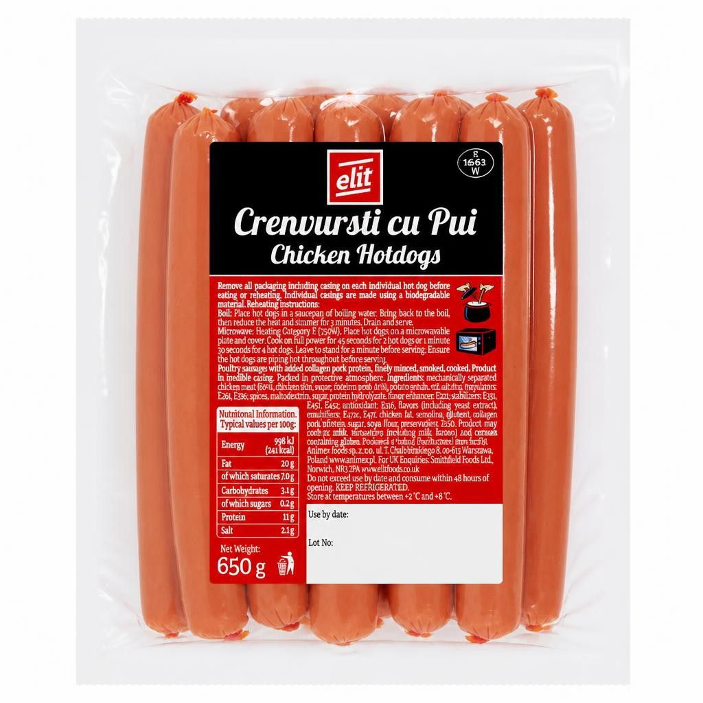 Elit Chicken Hot Dogs 650G