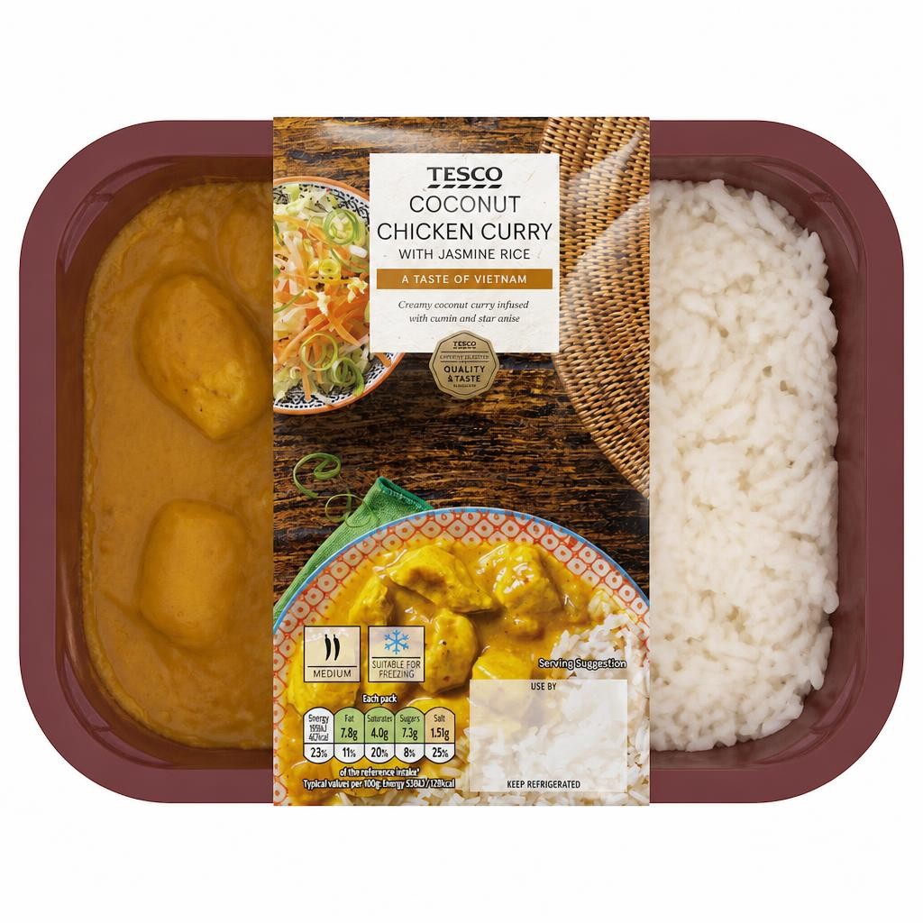 Tesco Coconut Chicken Curry & Jasmine Rice 400G