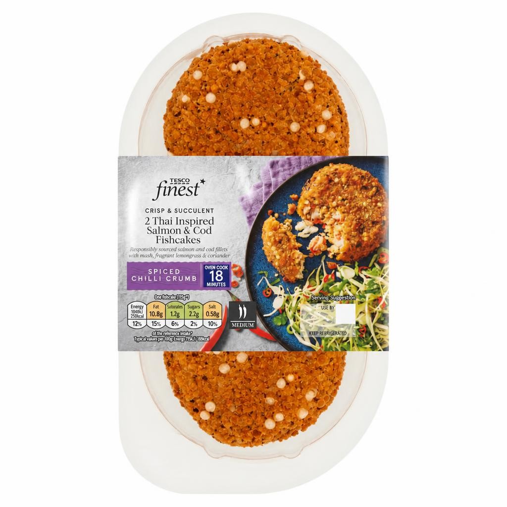 Tesco Finest 2 Thai Inspired Salmon & Cod F/Cakes 290G