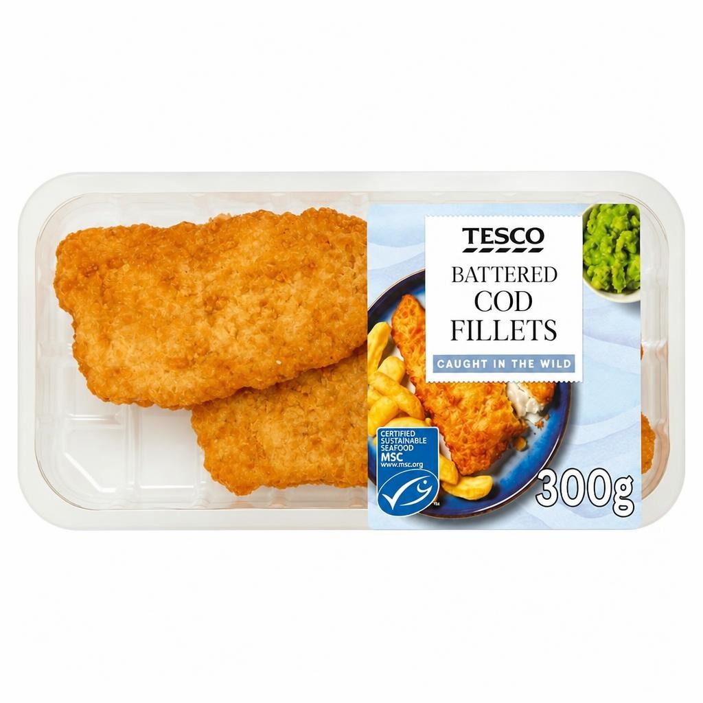 Tesco 2 Battered Cod Fillets 300G