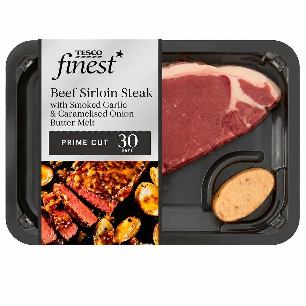 Tesco Finest Sirloin Steak With Garlic & Onion Butter 220G