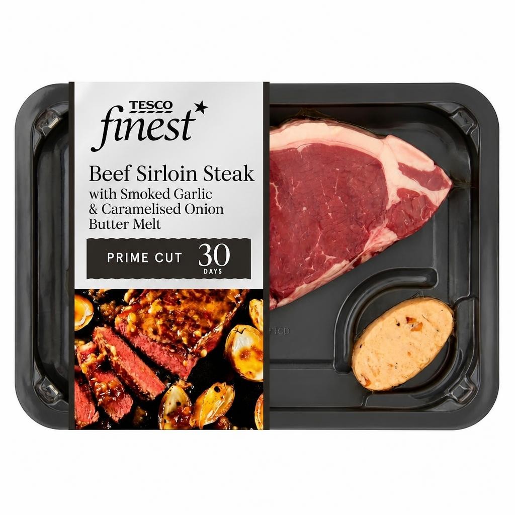 Tesco Finest Sirloin Steak With Garlic & Onion Butter 220G