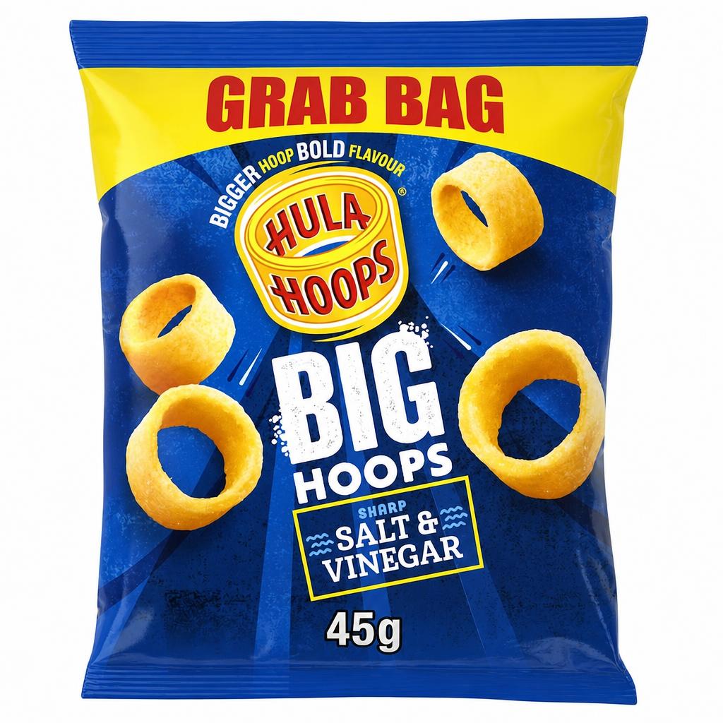 Hula Hoops Big Hopps Salt & Vinegar Grab Bag 45G