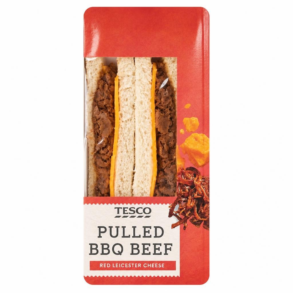 Tesco Pulled Beef & Red Leicester Sandwich