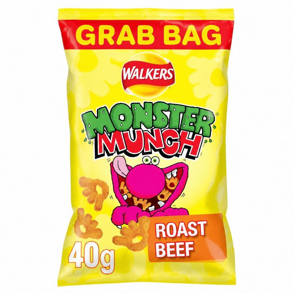 Walkers Monster Munch Roast Beef Snacks Grab Bag Crisps 40g