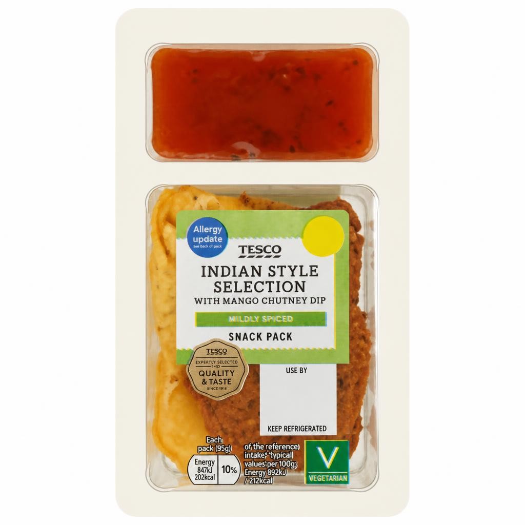 Tesco Indian Style Selection With Mango Dip 95G