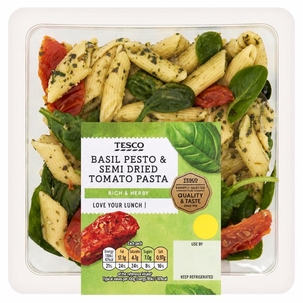 Tesco Basil Pesto & Semi Dried Tomato Pasta 225g