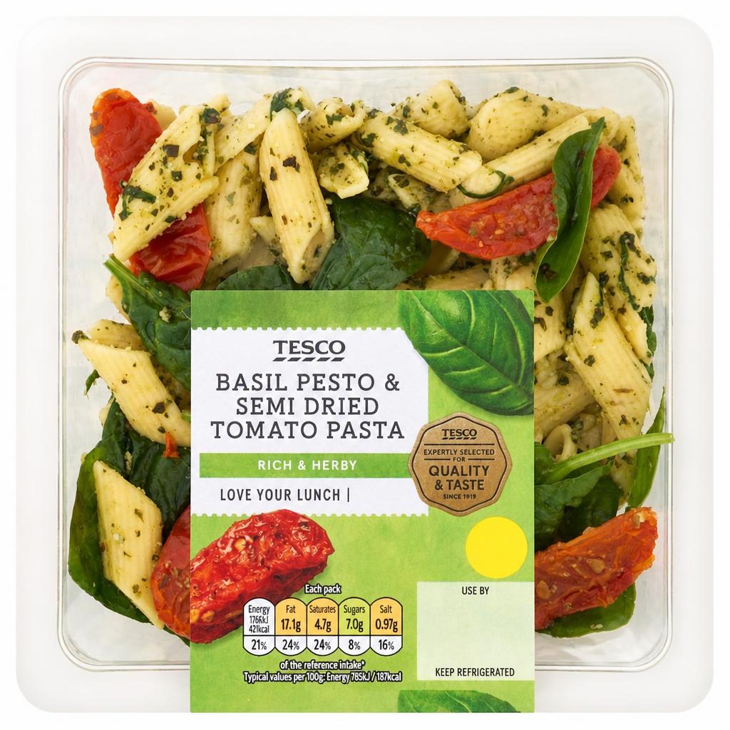 Tesco Basil Pesto & Semi Dried Tomato Pasta 225g
