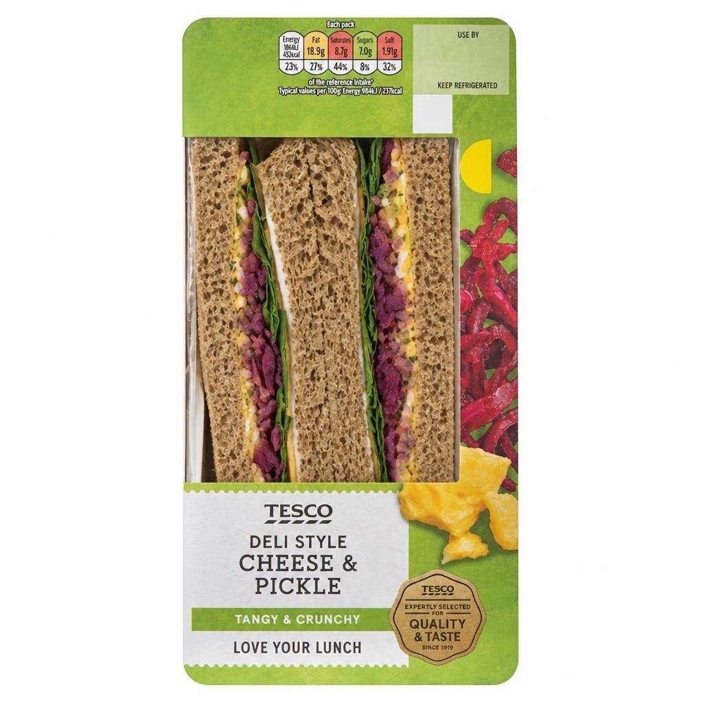 Tesco Deli Style Cheese & Pickle Sandwich