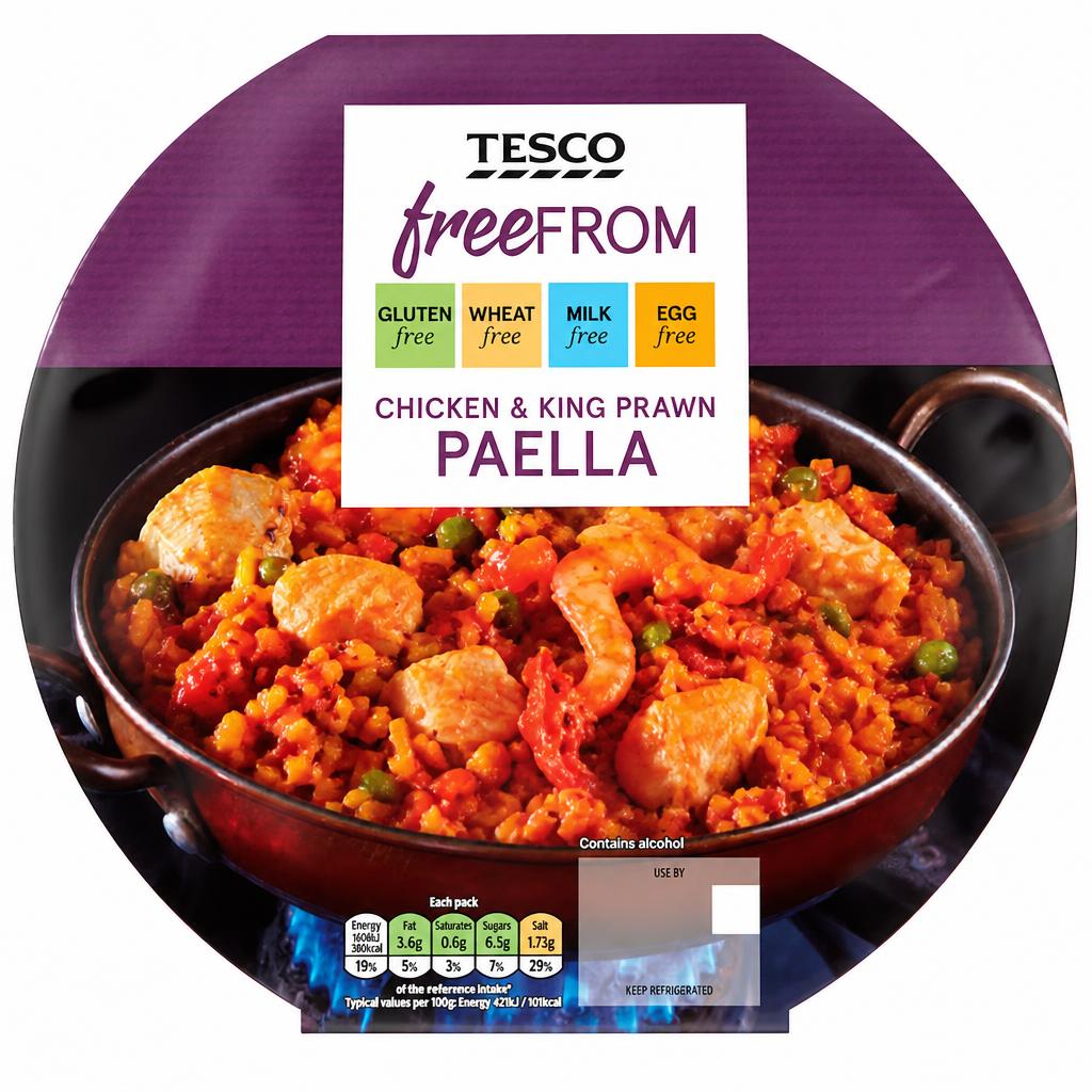 Tesco Free From Chicken & King Prawn Paella 400G